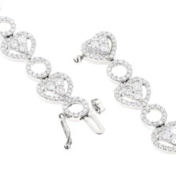 Women's 14K White Gold Designer Diamond Heart Bracelet 4.35ct 10 Women's 14K White Gold Designer Diamond Heart Bracelet 4.35ct -The King Of Accessories womens 14k gold designer diamond heart bracelet 435ct p 6482 backwh