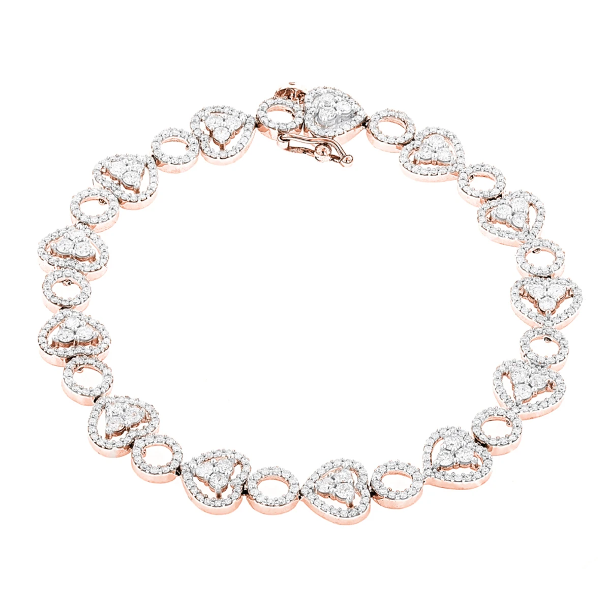 Women's 14K White Gold Designer Diamond Heart Bracelet 4.35ct 3 Women's 14K White Gold Designer Diamond Heart Bracelet 4.35ct - Image 3