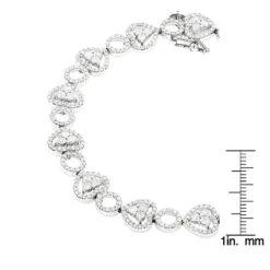 Women's 14K White Gold Designer Diamond Heart Bracelet 4.35ct 12 Women's 14K White Gold Designer Diamond Heart Bracelet 4.35ct -The King Of Accessories womens 14k gold designer diamond heart bracelet 435ct p 6482 rulerwh