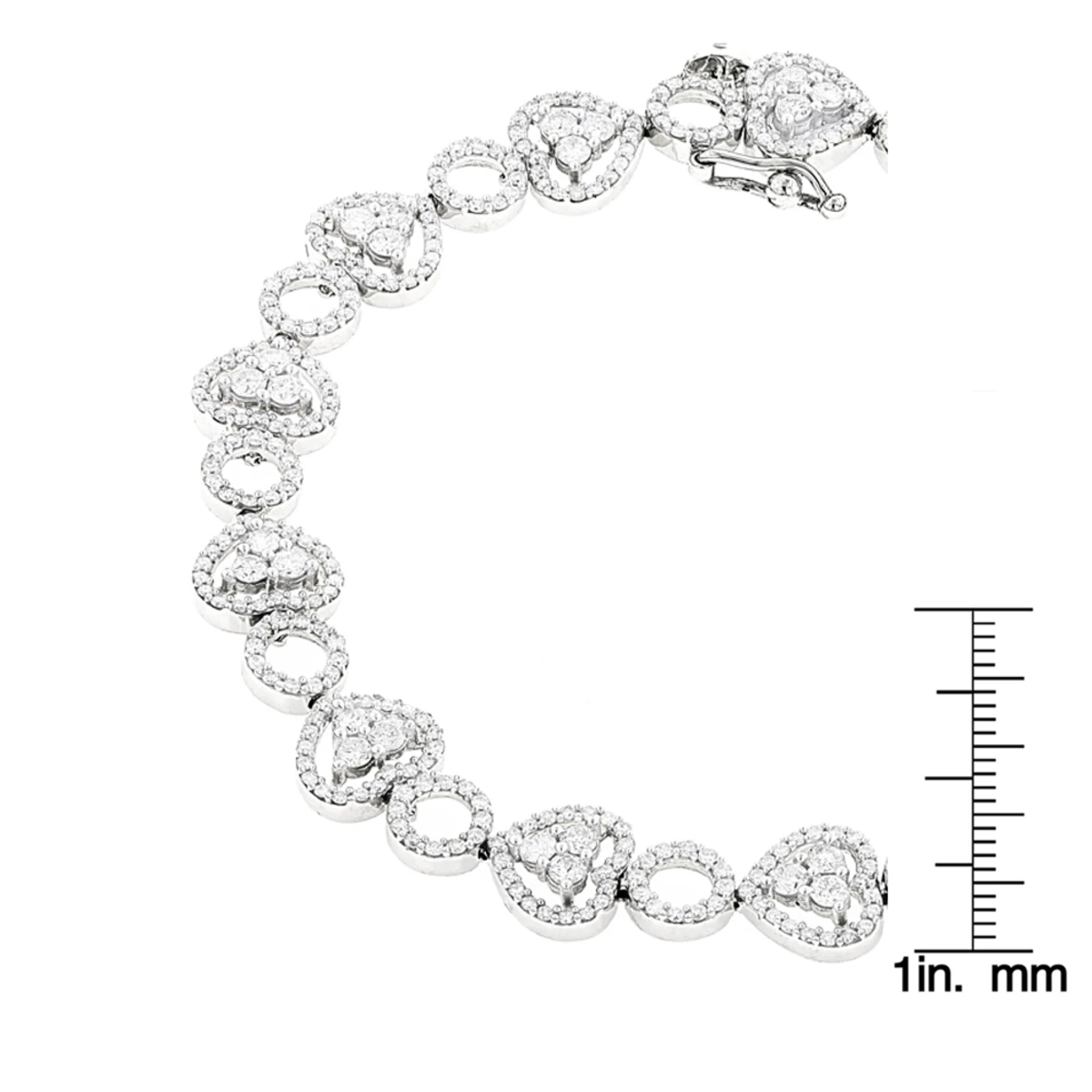 Women's 14K White Gold Designer Diamond Heart Bracelet 4.35ct 6 Women's 14K White Gold Designer Diamond Heart Bracelet 4.35ct - Image 6
