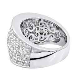 Women's 14K White Gold Pave Diamond Fashion Ring 3.6ct Wedding Band -The King Of Accessories womens 14k gold pave diamond fashion ring 36ct wedding band backwh