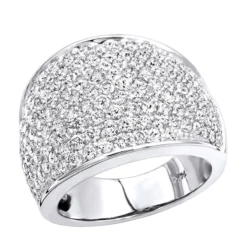 Women's 14K White Gold Pave Diamond Fashion Ring 3.6ct Wedding Band