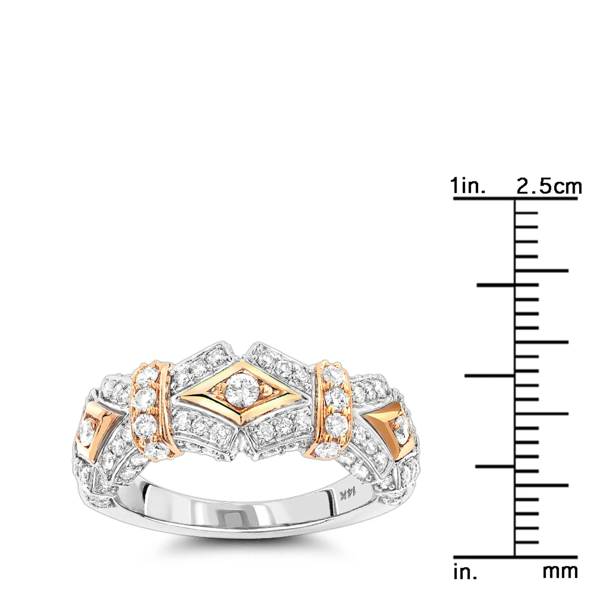 Women's Two Tone 14K White Gold Vintage Diamond Ring 1 Ct 5 Women's Two Tone 14K White Gold Vintage Diamond Ring 1 Ct - Image 5