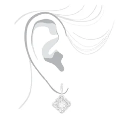 Women's Flower Diamond Dangle Earrings 1.8ct 14K White Gold -The King Of Accessories womens flower diamond dangle earrings 18ct 14k gold bodwh