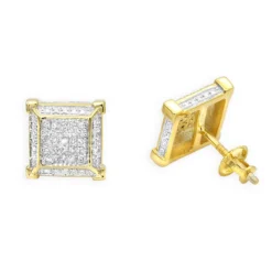 Yellow Gold Plated Silver Diamond Earrings 0.22ct